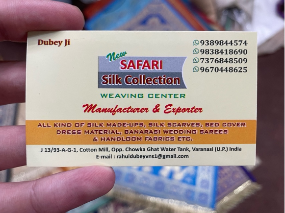 Safari Silk Collection business card