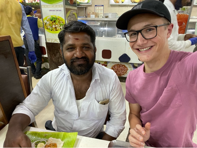 Raja Anna and me eating a meal together