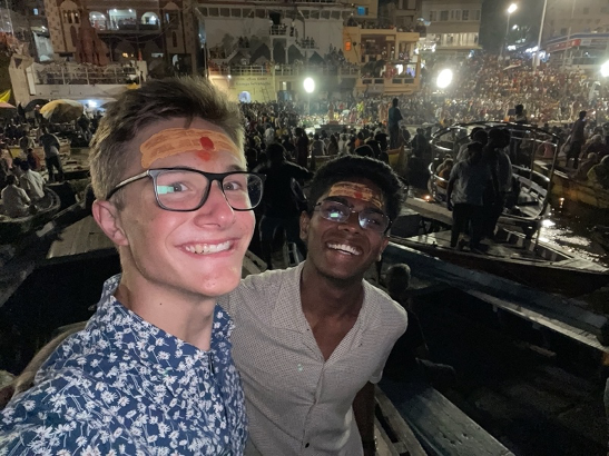 Muthu and me at the Ganga Aarti Puja